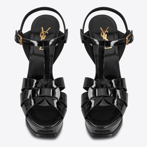 YSL TRIBUTE PLATFORM SANDALS IN PATENT LEATHER US 6 - Picture 1 of 15